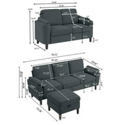 Soscana Living Room Furniture Set, 3 Seater Sectional Sofa with Storage Ottoman and Loveseat, Modern Sofa Couch Love Seat for Living Room Apartment Studio Office