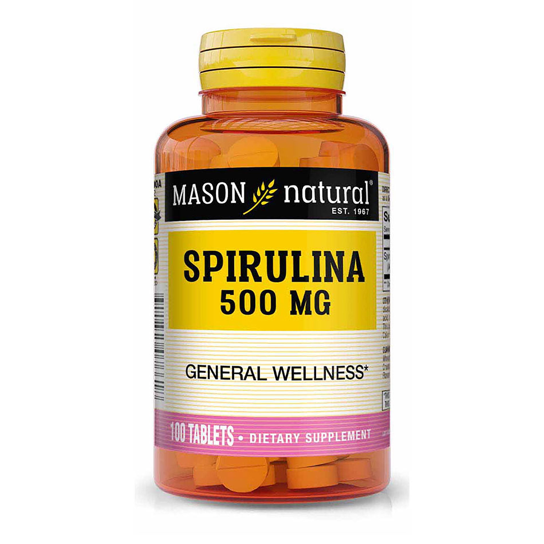 Mason Natural Spirulina 500 mg - Rich in Vitamins, Protein and Antioxidants, Healthy Inflammatory Response, Nutrient Dense Supplement, 100 Tablets
