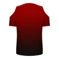 thumbnail image 6 of Cavosen Short Sleeve Shirt Women's V Neck Summer Off Shoulder Sleeve Dressy Tops Pullover Tunic Casual Loose Blouse Gradient Fashion T Shirts Resort Comfy Going out Tees Red L, 6 of 6