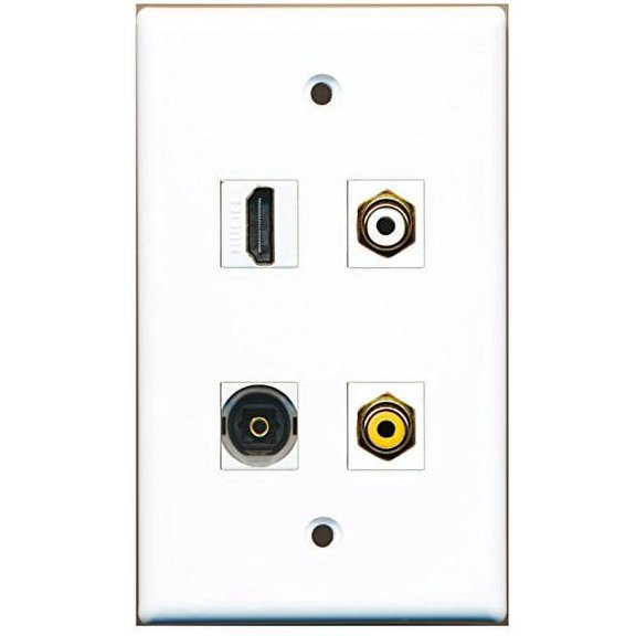 RiteAV - 1 Port HDMI 1 Port RCA White 1 Port RCA Yellow 1 Port Toslink Wall Plate