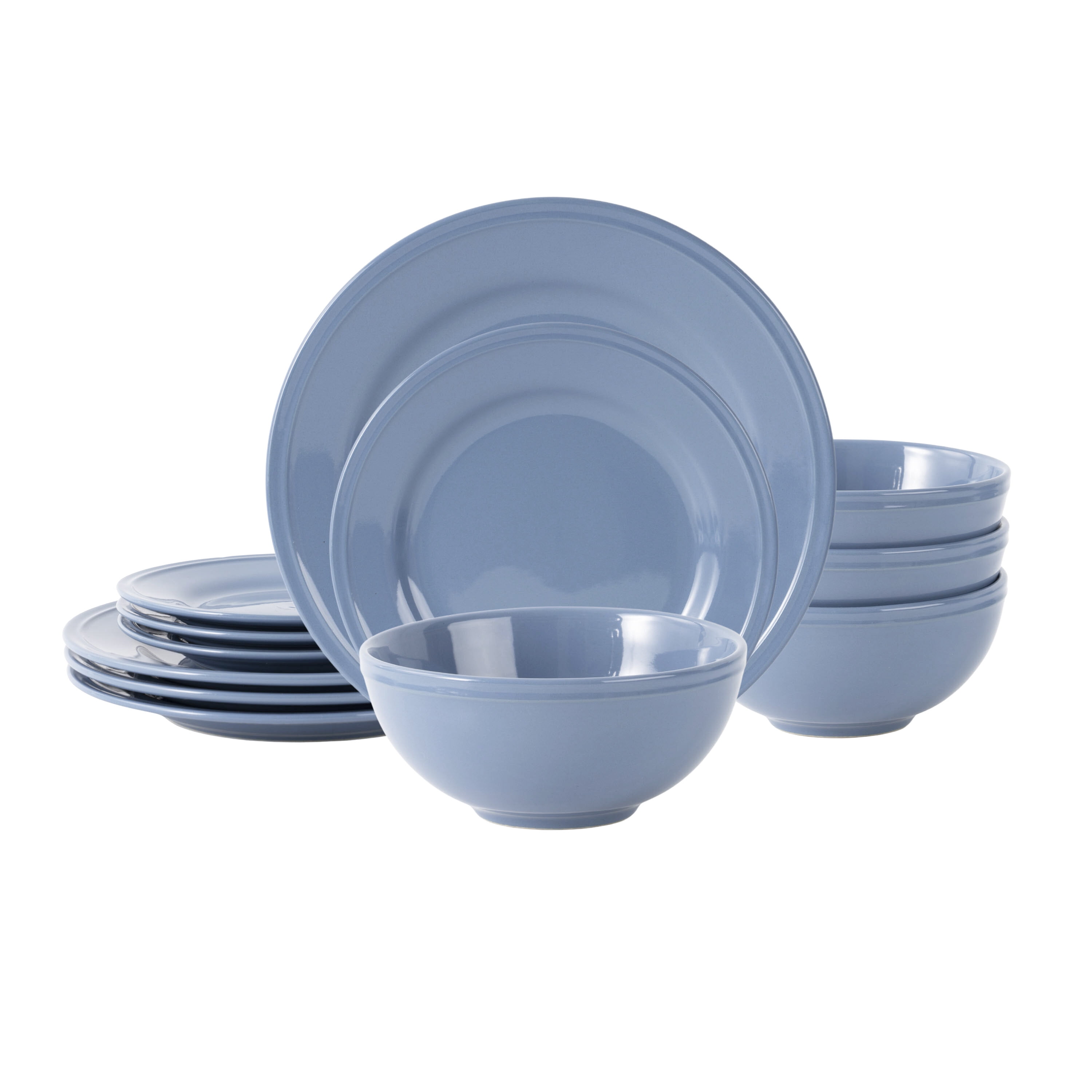 Mainstays Darby 12-Piece Stoneware Dinnerware Set Blue