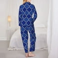thumbnail image 5 of Bingfone Womens Pajama Sets Blue Gold Grid Lantern Shapes Print,Long Sleeve Loungewear Pajamas Set-Xx-Large, 5 of 9