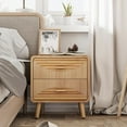 thumbnail image 5 of 2-Drawer Farmhouse Nightstand, Mid Century Nightstand Fully Assembled with Handcrafted, Boho, Rustic Style, Natural Wood,, 5 of 8