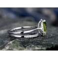 thumbnail image 5 of HeartsAndYou 2ct Natural Green Peridot Bridal Set Halo Engagement Ring 14k SOLID White Gold, 5 of 9