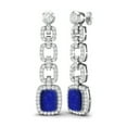 thumbnail image 2 of 10x8 MM Cushion Shape Lapis 925 Sterling Silver Long Dangel Mother's Day Gift Women Earrings, 2 of 4