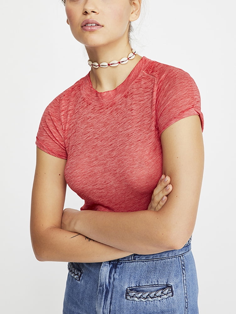 Free People - Free People Night Sky Solid Tee, Red, Large - Walmart.com ...