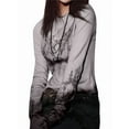 thumbnail image 2 of Graphic Tees for Women Teen Girls Aesthetic Grunge Gothic Clothes Y2k Shirt Knit Basic Long Sleeve Top Fall Grey XL, 2 of 8