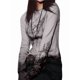 thumbnail image 2 of Camisetas Gráficas para Mujeres, Adolescentes, Estética Grunge, Gótica, Y2k, Básica, de Punto, Larga, Otoño. Gris L, 2 of 8