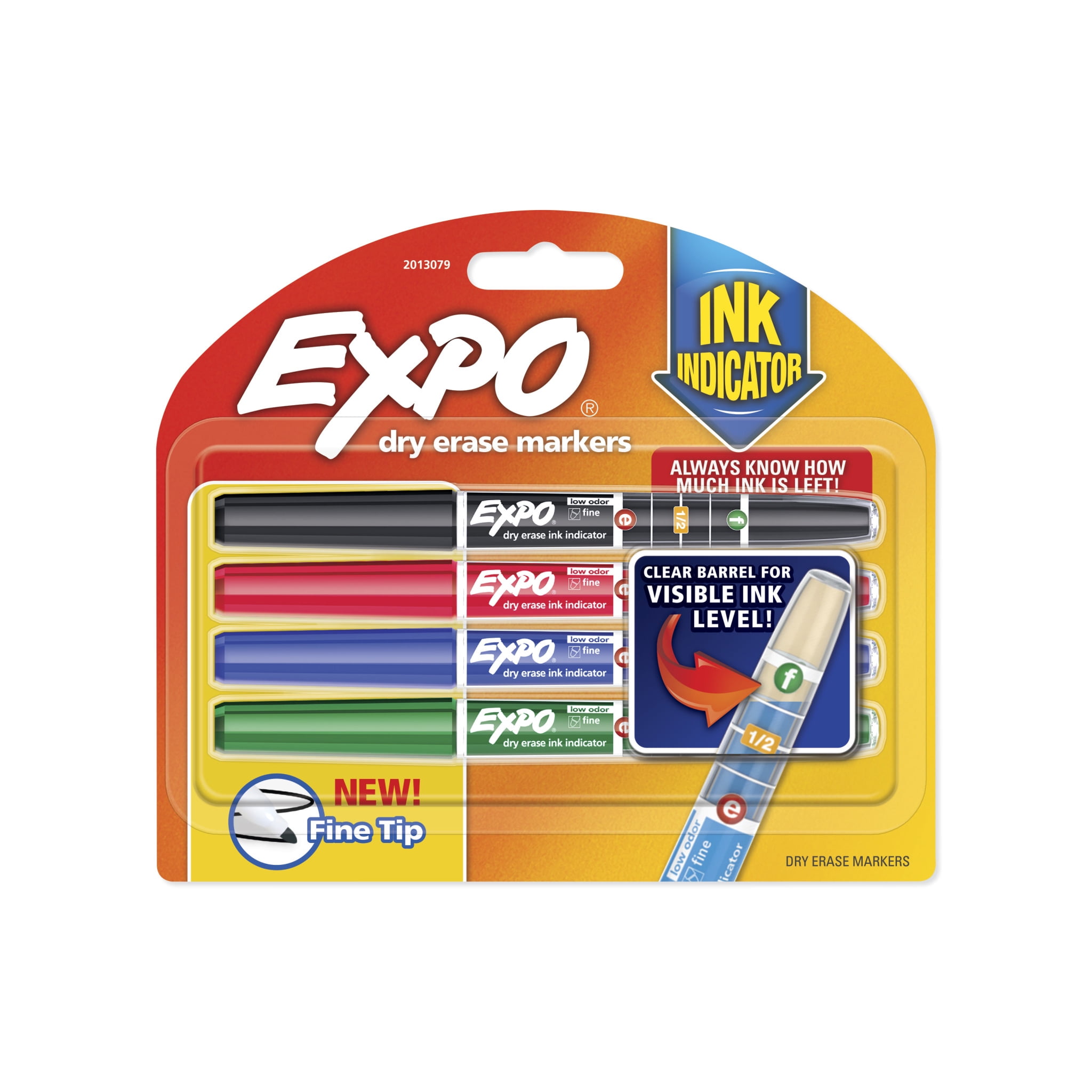 Expo Dry Erase Markers With Ink Indicator Fine Tip Assorted Colors 4 Count 