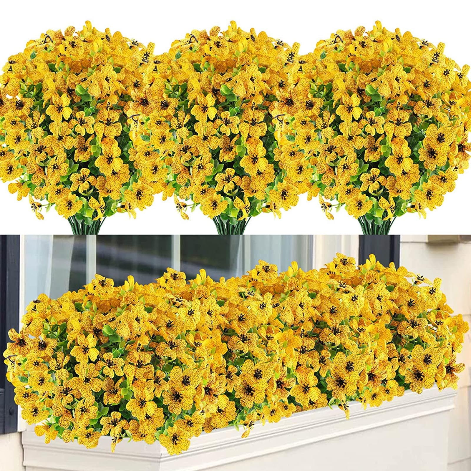 Tkrady 18Pcs Artificial Flowers, Outdoor Flowers for Decoration UV Resistant No Fade Garden Porch Decoration