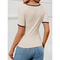 thumbnail image 5 of Women's Short Sleeve Crewneck Slim Fit T Shirt Summer Basic Casual Color Block Tee Tops, 5 of 6