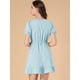 thumbnail image 5 of Vestido De La Muñeca Cuello V Manga Corta Dobladillo Con Volantes Para Mujeres Azul Claro S, 5 of 5
