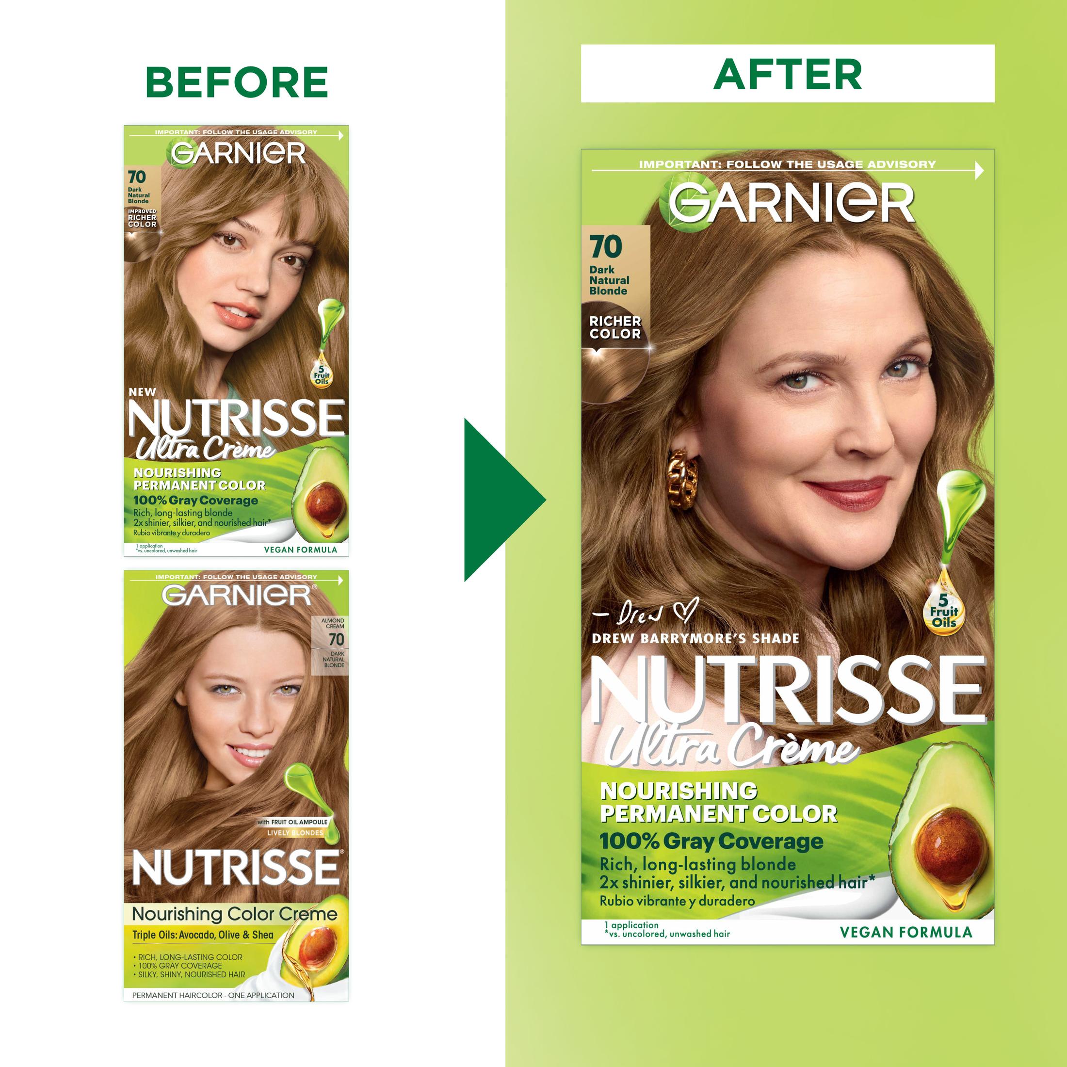 Garnier Nutrisse Nourishing Hair Color Creme, 070 Dark Natural Blonde Almond Creme - image 3 of 10