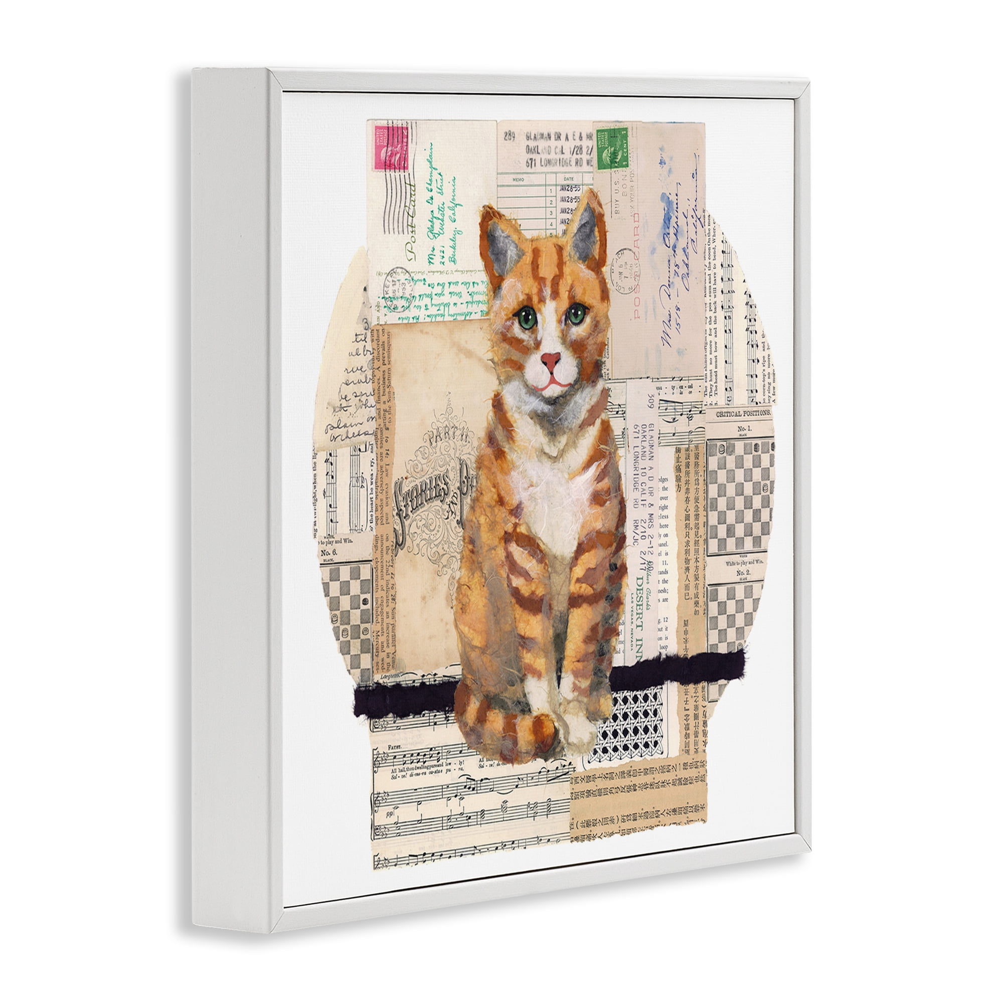 Stupell Industries Orange Cat Collage Animals & Insects Painting White Framed Art Print Wall Art, 12 x 12
