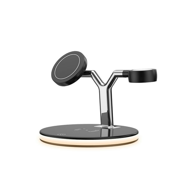 Cargador inteligente Auricular de cargas Dock de carga Carga rápida 3 en 1 Travel Office Homen Office Hotel Desktop Stand Pad con cable negro tholdsy EL006101-01B