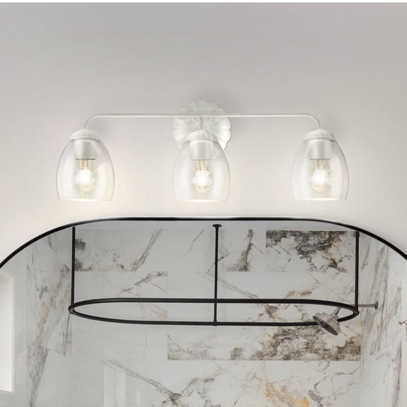 Luxury French Country Bath Light, Small Size: 8.5''H x 6.625''W, with Cottagecore Style Elements, White Plaster Finish, UHP5064 from the Darmstadt Collection by Urban Ambiance