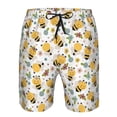 thumbnail image 3 of Disketp Men's Swim Trunks Hawaiian Breathable Surf Beach Swimsuits Mesh Lining Beach Shorts with Pockets-Bee and Flowers, 3 of 7