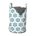 thumbnail image 1 of Abstract Laundry Bag, Little Geometric Circles Forming Flowers Shapes Round Modern Design, Hamper Basket with Handles Drawstring Closure for Laundromats, 13" x 19", Teal White, by Ambesonne, 1 of 4