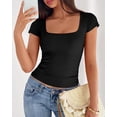 thumbnail image 3 of FreshPretty T Shirts for Women Square Neck Tops Spring Trendy Fashion Going Out Workout Y2k Clothes Summer Outfits, 3 of 8