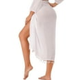 thumbnail image 5 of qolati Women's Swim Cover Up Skirt 2024 Beach Mesh Slit Tie Waist Maxi Wrap Skirts Tassel Beach Swimwear Coverups, 5 of 7