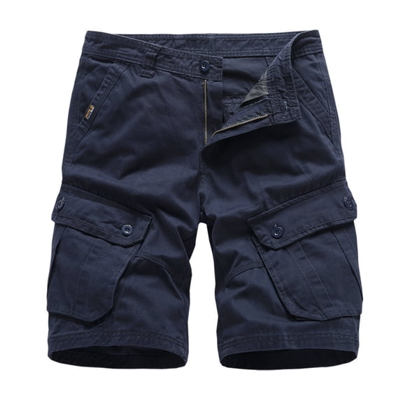 VEKDONE Men's Cotton Plus Size Cargo Shorts Multi-Pockets Solid Color Shorts Summer Loose Lightweight Beach Shorts Work Pants