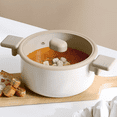 thumbnail image 2 of Chou Chou Kitchen Nonstick 1.7QT Stock Pot with Silicone Rim Lid, Healthy Cooking Ceramic Coating Casserole with Handle, Induction Compatible Cookware, Stew, Soup, Noodle, Made in Korea (8" / 18cm), 2 of 7