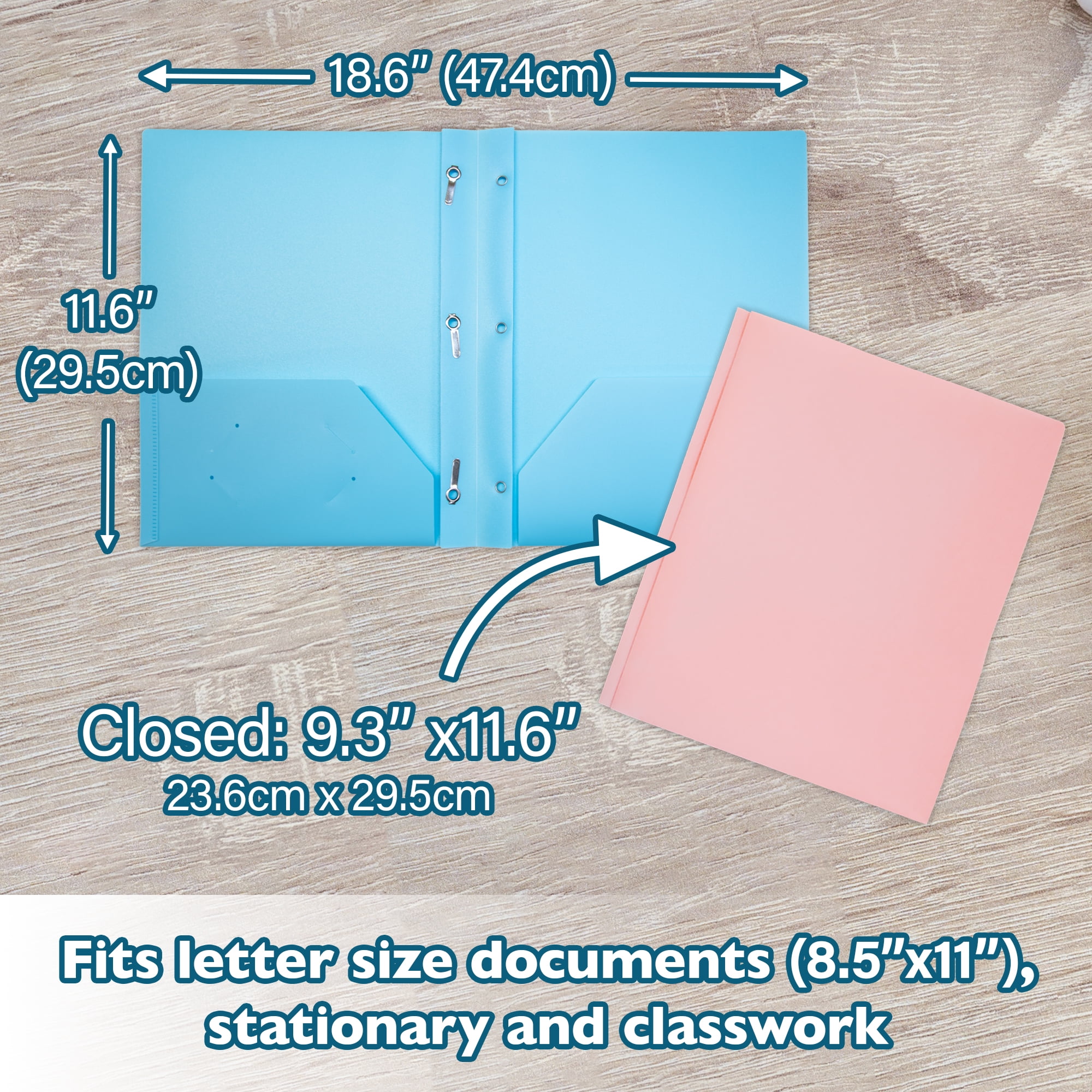 Bazic 2141 2 Pockets Portfolios with 3 Prong Fastener, Pastel Color
