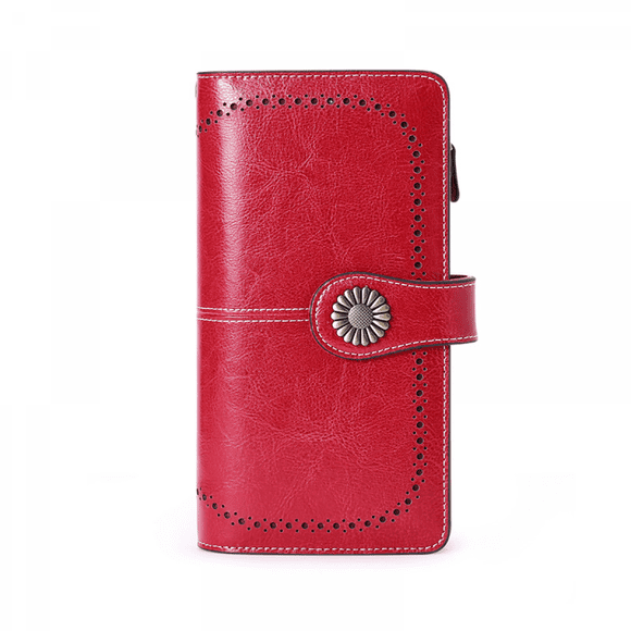 Women's Wallet Soft Leather Designer Tri-Fold Multi-Card Organizer Women's Clutch, Large, Card Holder Wallet (red)