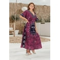 thumbnail image 2 of HAPPY BAY Women's Summer Loose Caftan Long Boho Sleepwear Loungewear Dashiki House Dress for Women 2X-3X Hot Pink_AC226, 2 of 4