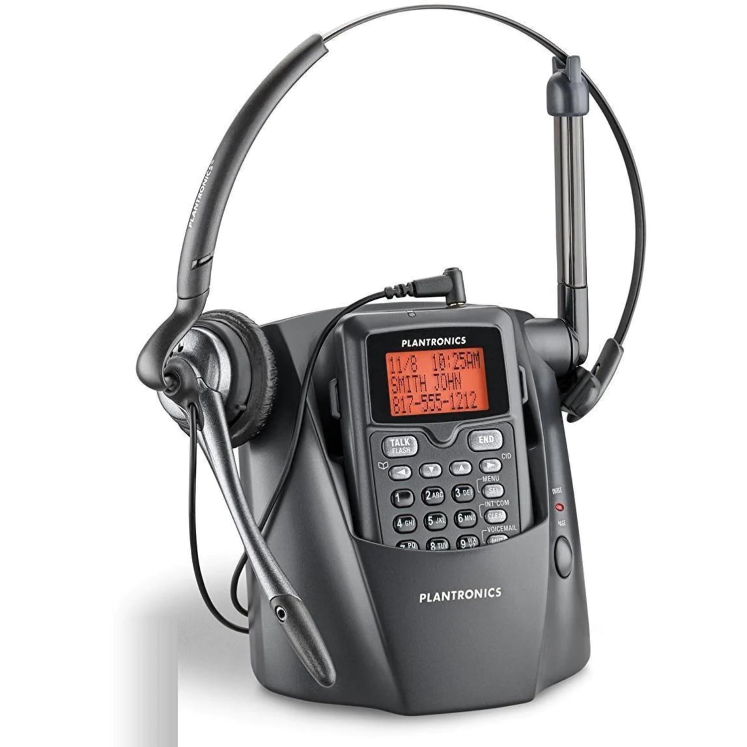 Plantronics CT14 Cordless Headset Phone, Black - Ideal for Home