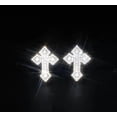 thumbnail image 2 of 1Ct Round Cut Lab Created Diamond Mens Cross Stud Earrings 14K White Gold Plated, 2 of 4