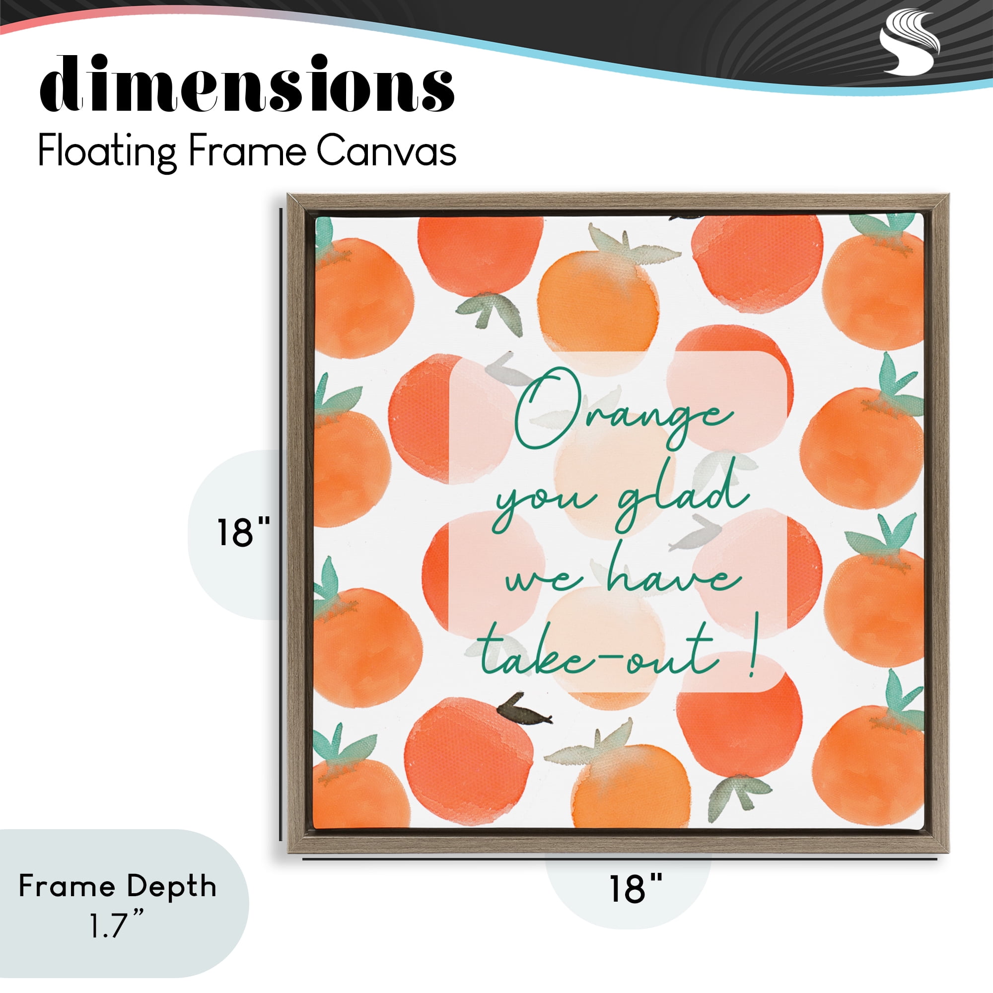 Stupell Industries Orange You Glad Brown Framed Floater Canvas Wall Art, design by Emily Navas