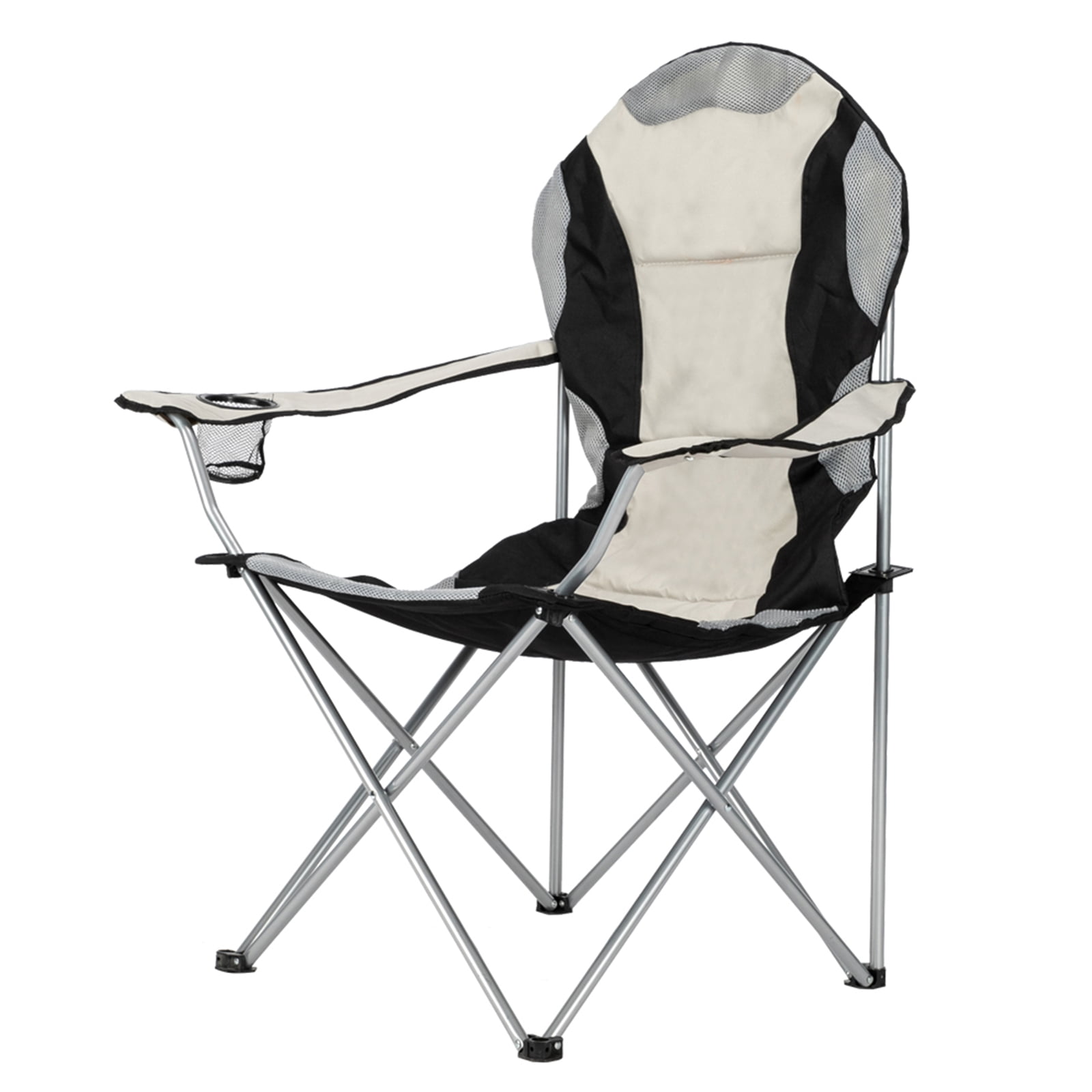 Medium Camping Fishing Chair - Foldable, Durable & Anti-Fouling Black White