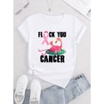 thumbnail image 2 of Camiseta informal de manga corta con cuello redondo y estampado de flamencos rosas para mujer, tejido de algodón de punto moderno y moderno, cómoda camiseta de verano para todas las estaciones, ideal, 2 of 8