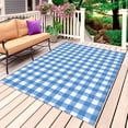 thumbnail image 4 of Outdoor Rug 3x5 ft Blue Check Buffalo Plaid Outdoor Large Area Rug Non Slip Rubber Pastoral Checkered Front Door Mat RV Rug Camping Carpet Patio Outdoor Rugs for Backyard Balcony Deck Porch Indoor, 4 of 9
