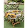thumbnail image 3 of Outdoor Tablecloth with Umbrella Hole and Zipper, Farm Flowers Round Table Cloth 60 Inch Waterproof Tablecloth, Retro Sunflowers Barn Doors Butterfly Wood Board Picnic Table Cover for Patio Camping, 3 of 7