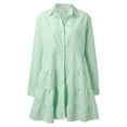 thumbnail image 4 of Aayomet Women's formal Dresses Plus Size Button Front Long Sleeve V Neck High Waist A Line Casual Dress,Green XXL, 4 of 5