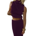 thumbnail image 2 of Women'S 2 Piece Outfit Sleeveless Knit Tank Top Bodycon Long Skirt Set Loungewear Deep M, 2 of 8