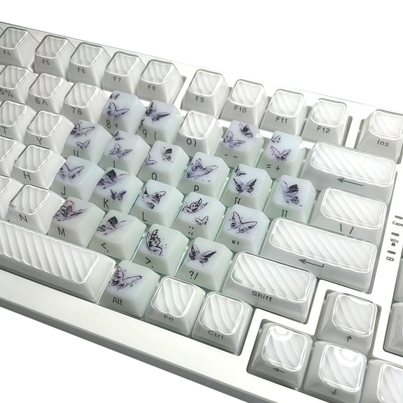21 Keys Butterfly Heart Keycaps Cartoon 21 Keys PBT Keycap Mechanical Keyboard Caps for Keyboard Gaming Accessories