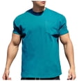 thumbnail image 1 of pstuiky camisetas de manga corta para hombre, Camisas casuales de moda para hombre, lisas, con cuello redondo, bolsillos y elásticos ropa de hombre xxl, 1 of 2