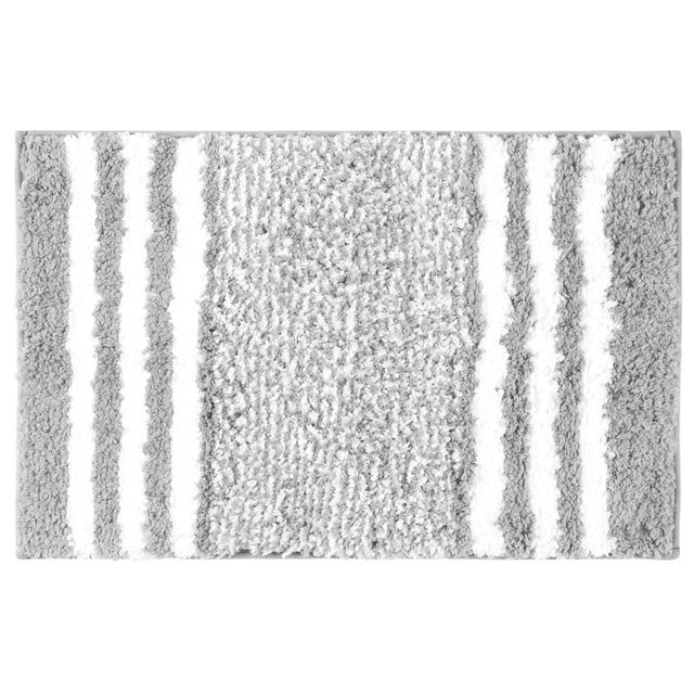 Alfombra de baño REGALWOVEN, extra suave y absorbente, alfombras de baño de microfibra esponjosa, alfombra de piso antideslizante a rayas gris 20" x 32"