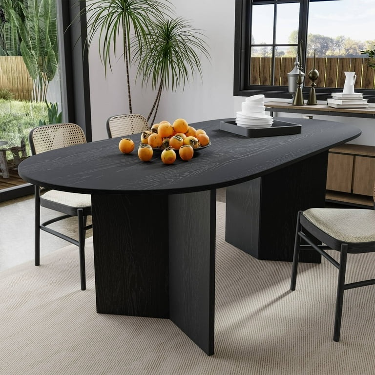 Black oval kitchen table discount