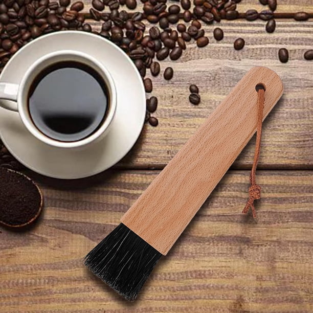 Herramienta de cepillo de limpieza , mango de espresso, cerdas naturales, cepillo para polvo doméstico para cafetería, Hotel, Bar, baris , madera negro Yotijar Cepillo de limpieza de café
