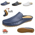 thumbnail image 2 of Men Genuine Leather Slip On Mules Light Open Back Casual Shoes Walking Driving, 2 of 13