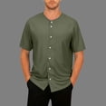 thumbnail image 3 of ZCFZJW Mens Button Down Plain Baseball Jersey, Solid Color Softball Team Shirts, Breathable Hip Hop Hipster Short Sleeve Active Shirts Army Green S, 3 of 9