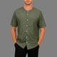thumbnail image 2 of Mens Botón Camisa Color Sólido Cuello en V Manga Corta Sobredimensionado Transpirable Cardigan Superior, Largo Cardigan Hombres Desgaste Deportivo Casual, 2 of 8