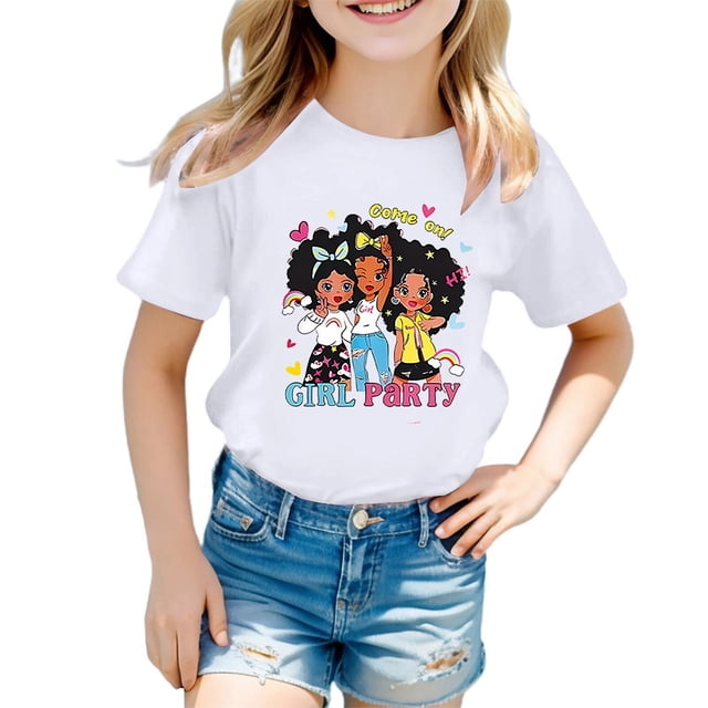 HNMKIU Hauts Tendance pour Filles T-Shirt Graphique à Col Rond Manches Courtes pour l'Été Tenue Décontractée Designs Confortables