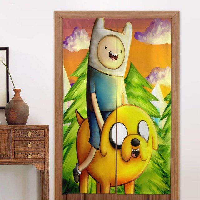 Cortina de puerta de Adventure Time para puerta, cortina opaca con estampado de patrón, cortina divisoria de ambientes, tapiz para decoración del hogar, 34" de ancho x 56" de largo
