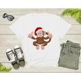 thumbnail image 3 of Fun Monkey Wearing Xmas Hat Cute Animal Cartoon Character T-Shirt Monkey Lover Gift T Shirt for Men Women Kids Boys Girls Graphic Tshirt, 3 of 8