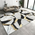 thumbnail image 3 of White Marble Cracks Area Rug, Luxurious Black Gold Geometric Texture Washable Carpet, With Non-Slip Backing Floor Rugs For Living Room Bedroom Kitchen Entryway Floor Mat, 3 of 7